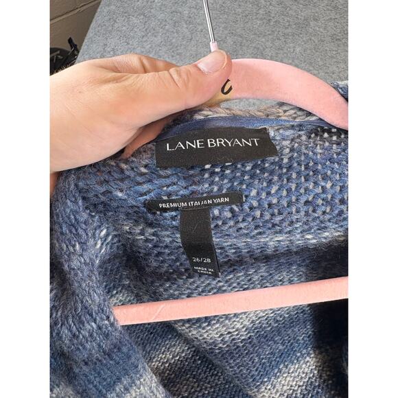 Lane Bryant Cardigan Womens 26/28 Plus Blue Premium Italian Yarn Wool Striped - Picture 4 of 6